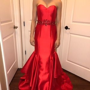 Red Satin Formal Gown